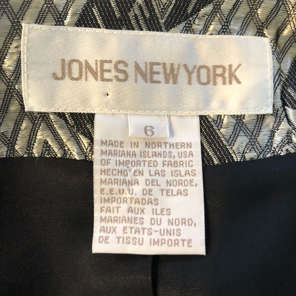 Jones New York Geometric Metallic  Cropped Jacket Holiday Glam NYE Retro - Picture 7 of 8